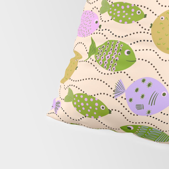Go Fish - Green, Very Peri, beige Pillow Sham Gallery Image 4