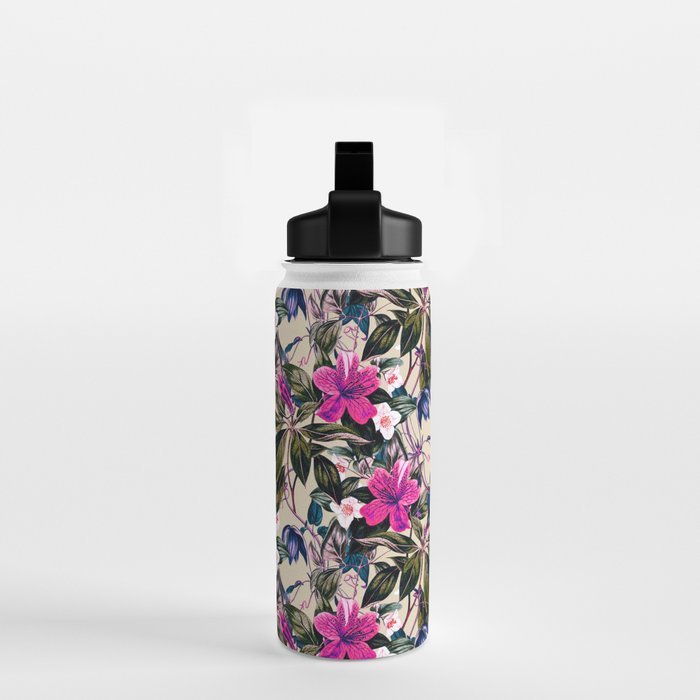 Pattern antique botanical flowers Water Bottle Gallery Image 2