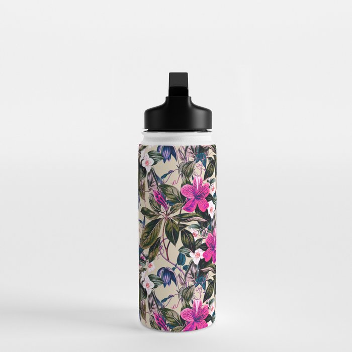 Pattern antique botanical flowers Water Bottle Gallery Image 3