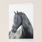 Wild Stallion - Black and White Photography, Friesian Horse Stationery Card Gallery Image 2
