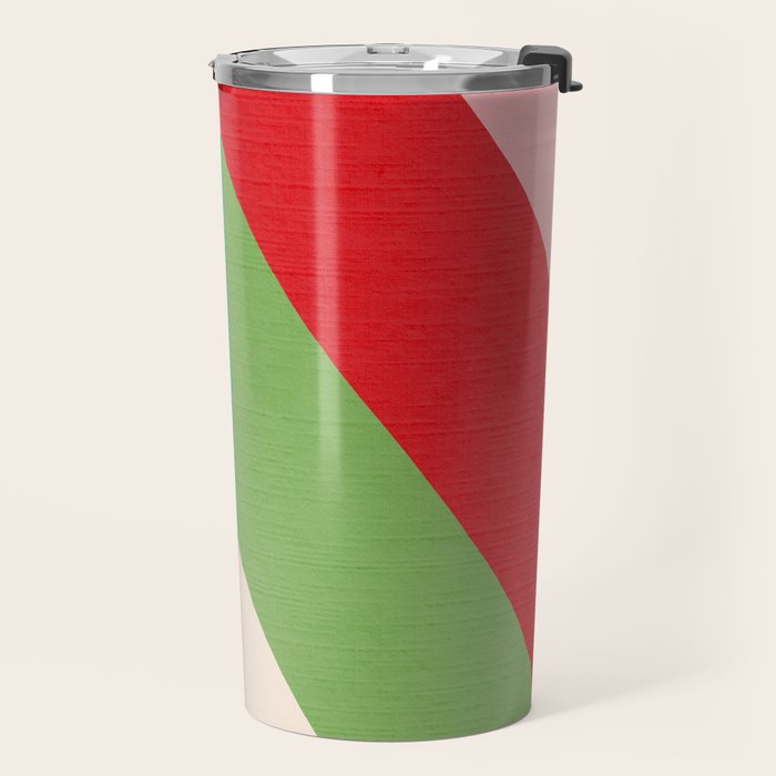 Festive Chevron Pattern Close-up - Red, Pink & Green Travel Mug Gallery Image 2