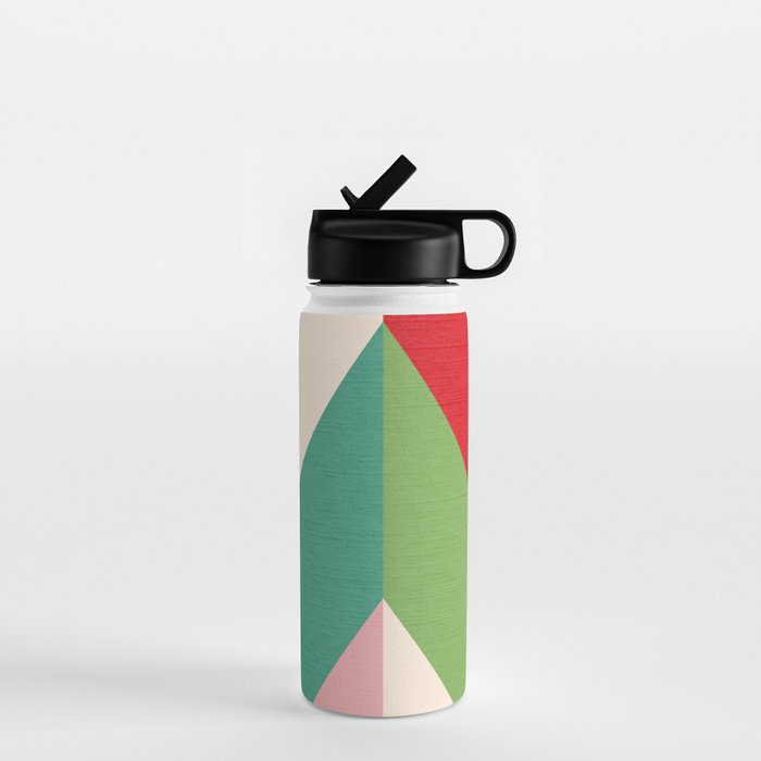 Festive Chevron Pattern Close-Up - Red, Pink & Green Water Bottle Gallery Image 1