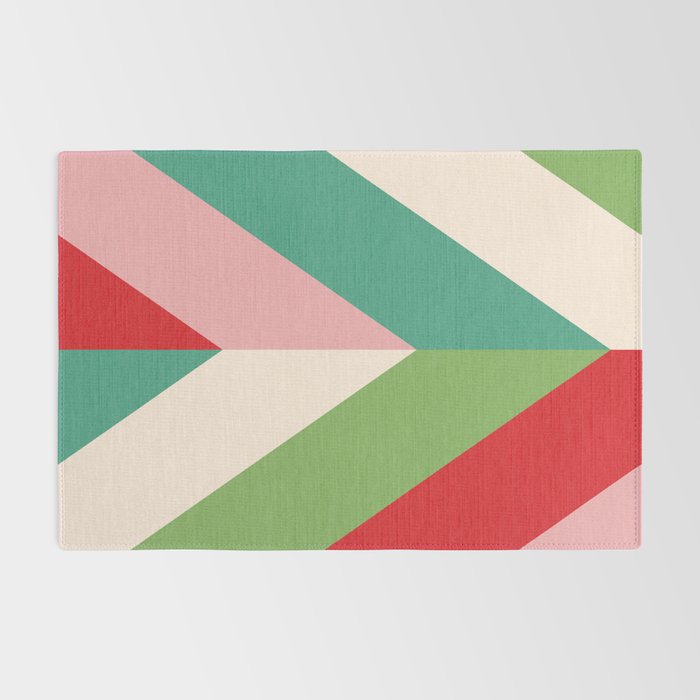 Festive Chevron Pattern Close-up - Red, Pink & Green Rug Gallery Image 2