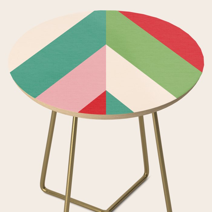 Festive Chevron Pattern Close-up - Red, Pink & Green Side Table Gallery Image 2