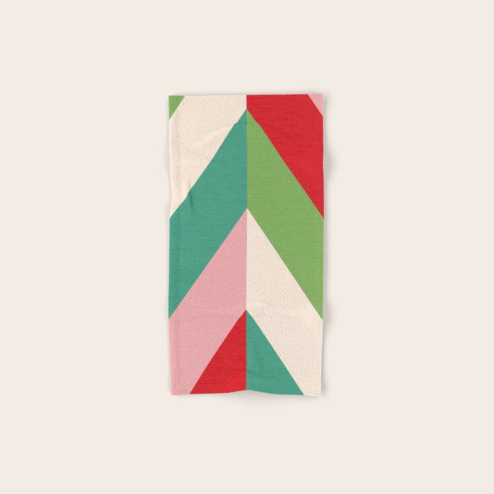 Festive Chevron Pattern Close-up - Red, Pink & Green Bath Towel Gallery Image 1