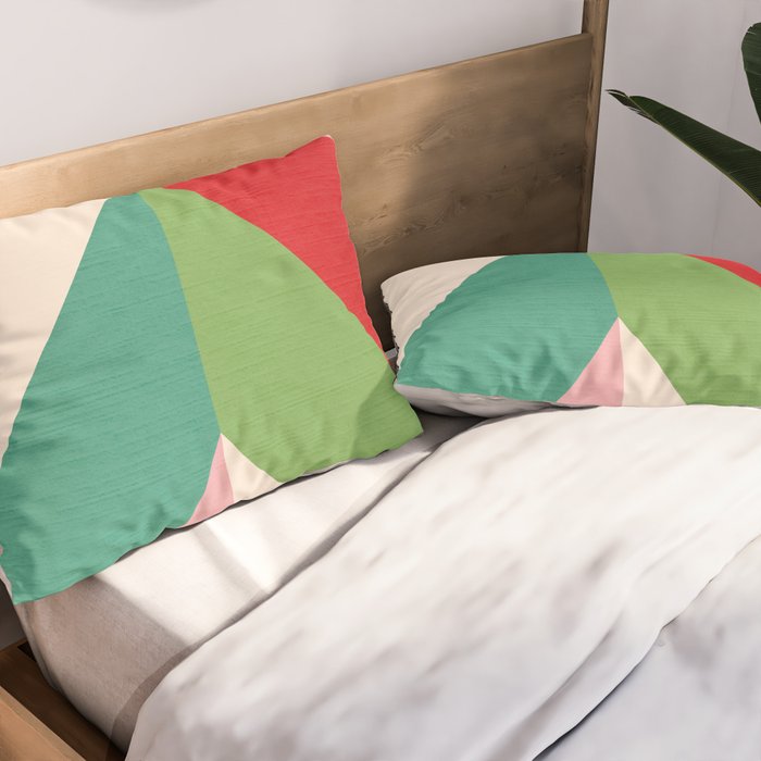 Festive Chevron Pattern Close-up - Red, Pink & Green Pillow Sham Gallery Image 2