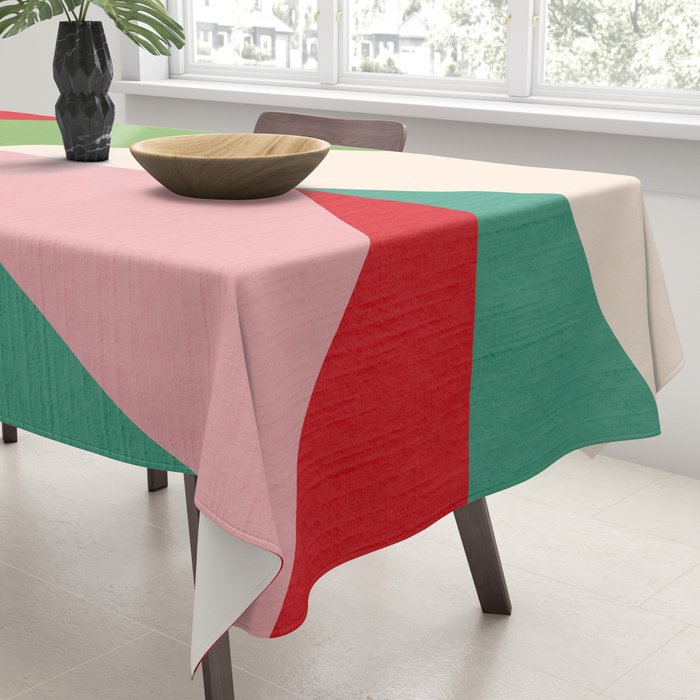 Festive Chevron Pattern Close-up - Red, Pink & Green Tablecloth Gallery Image 3