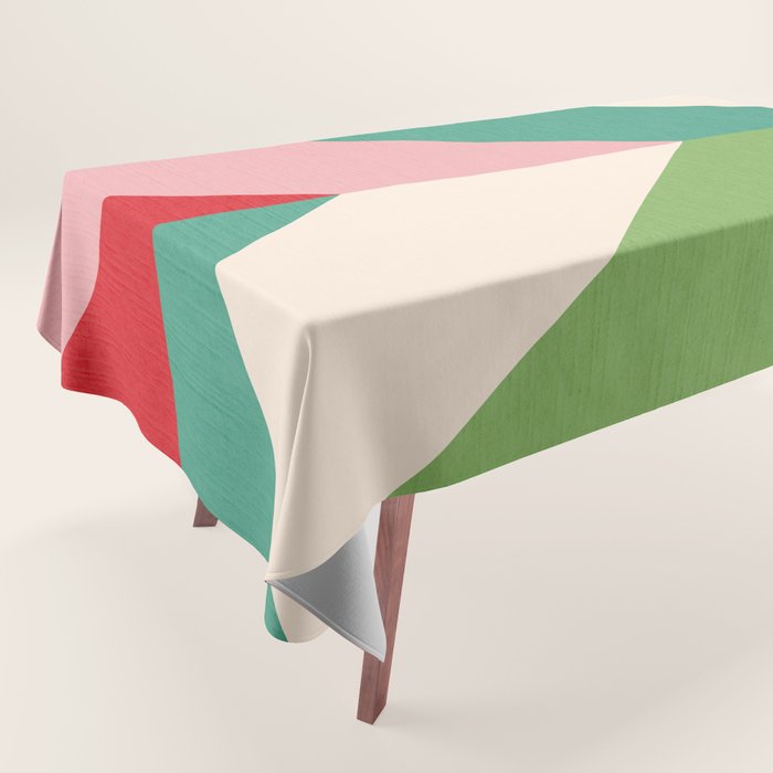 Festive Chevron Pattern Close-up - Red, Pink & Green Tablecloth Gallery Image 1
