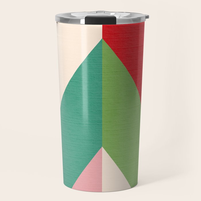 Festive Chevron Pattern Close-up - Red, Pink & Green Travel Mug Gallery Image 1