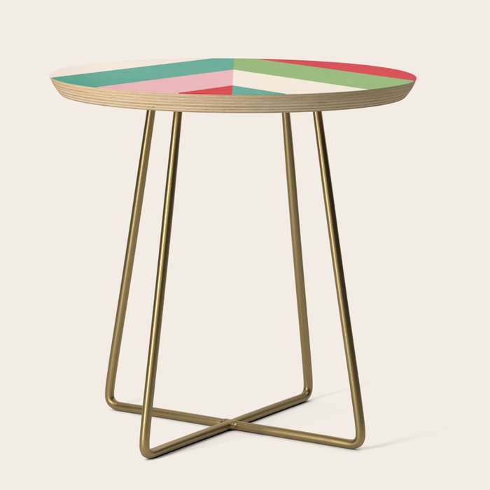 Festive Chevron Pattern Close-up - Red, Pink & Green Side Table Gallery Image 1