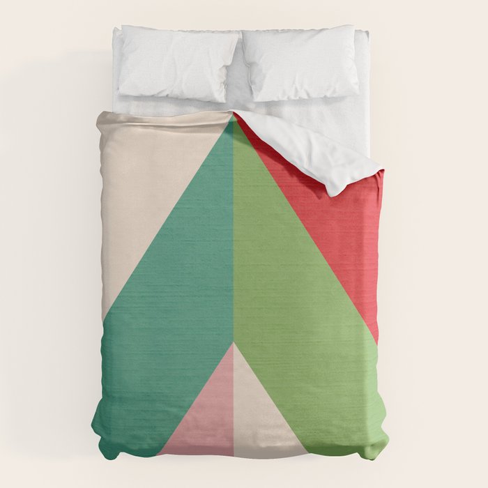 Festive Chevron Pattern Close-up - Red, Pink & Green Duvet Cover Gallery Image 6