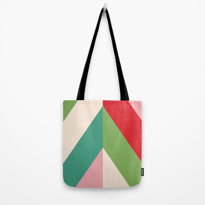 Festive Chevron Pattern Close-up - Red, Pink & Green Tote Bag Gallery Image 2