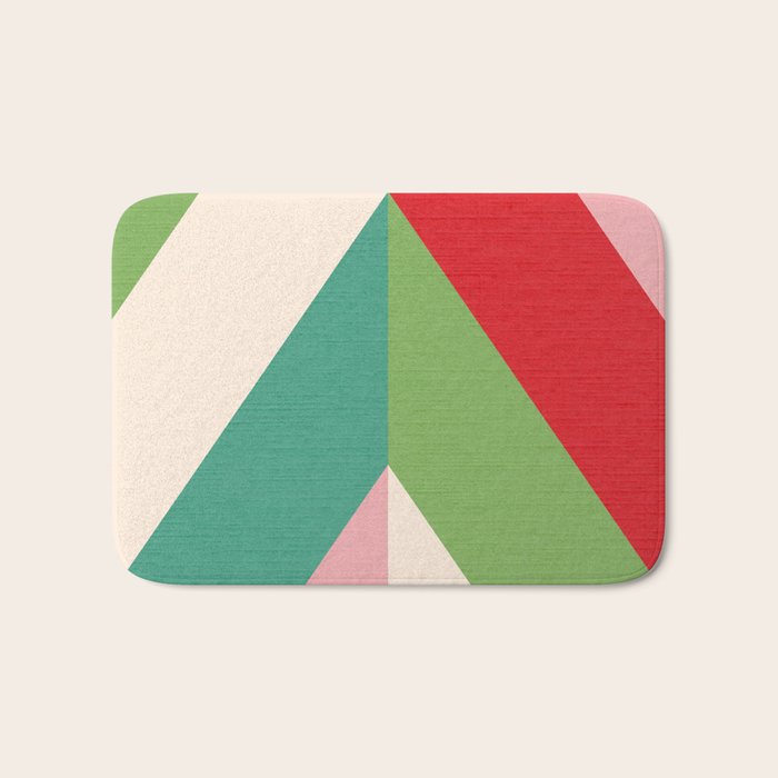 Festive Chevron Pattern Close-up - Red, Pink & Green Bath Mat Gallery Image 1