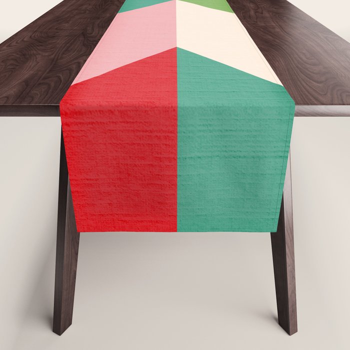 Festive Chevron Pattern Close-up - Red, Pink & Green Table Runner Gallery Image 1