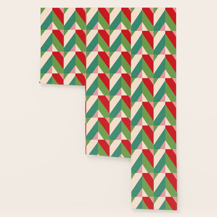 Festive Chevron Pattern Close-up - Red, Pink & Green Wallpaper Gallery Image 3