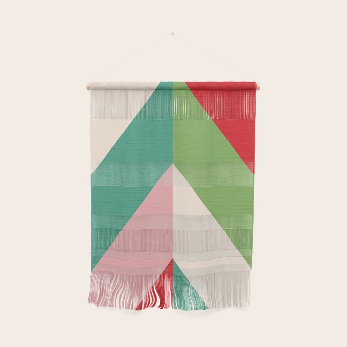 Festive Chevron Pattern Close-up - Red, Pink & Green Wall Hanging Gallery Image 1