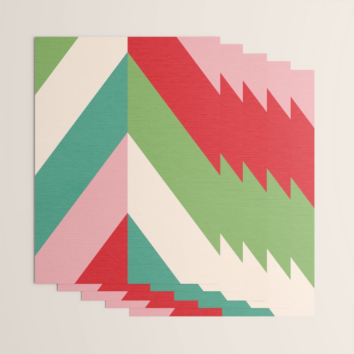 Festive Chevron Pattern Close-up - Red, Pink & Green Wrapping Paper Gallery Image 3