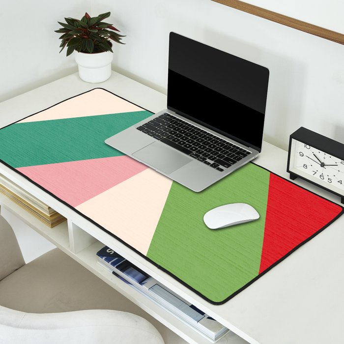 Festive Chevron Pattern Close-up - Red, Pink & Green Desk Mat Gallery Image 2