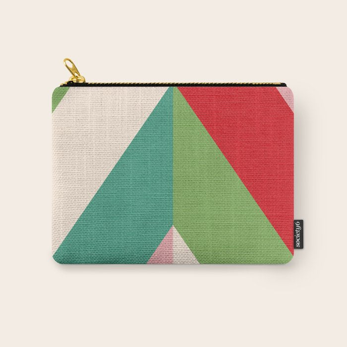Festive Chevron Pattern Close-up - Red, Pink & Green Carry All Pouch Gallery Image 1