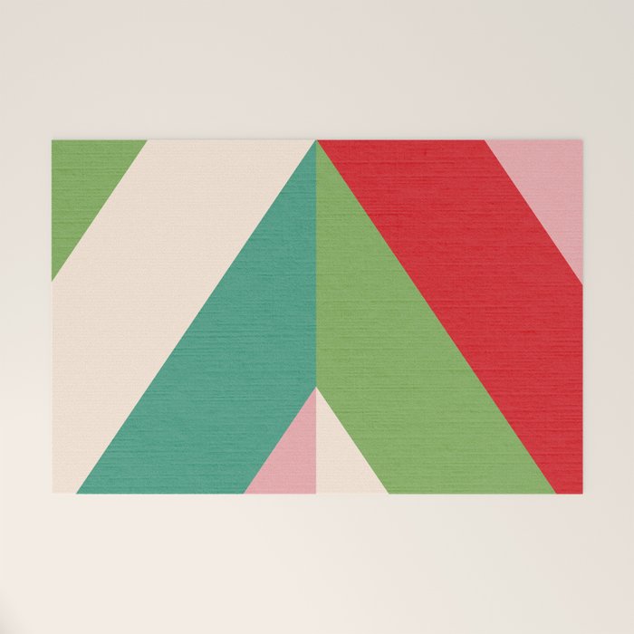 Festive Chevron Pattern Close-up - Red, Pink & Green Welcome Mat Gallery Image 1