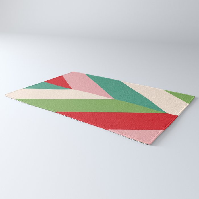 Festive Chevron Pattern Close-up - Red, Pink & Green Rug Gallery Image 3