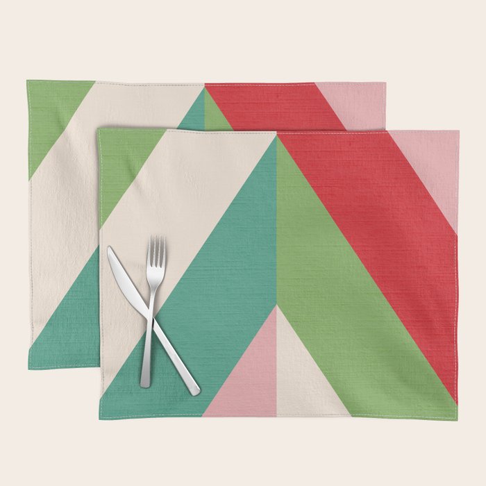 Festive Chevron Pattern Close-up - Red, Pink & Green Placemat Gallery Image 1