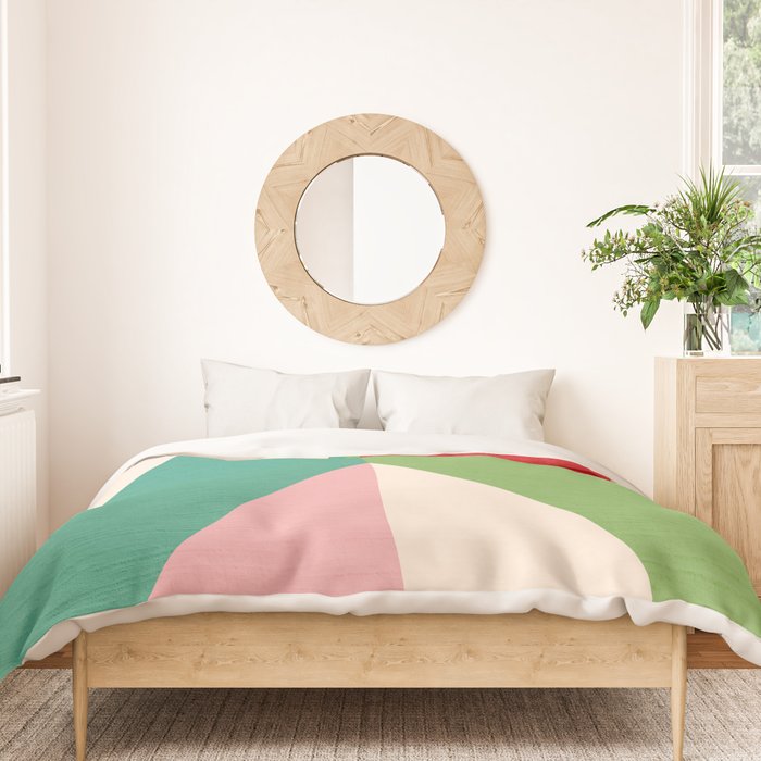 Festive Chevron Pattern Close-up - Red, Pink & Green Duvet Cover Gallery Image 3