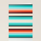 Navajo White, Turquoise and Burnt Orange Southwest Serape Blanket Stripes Stationery Card Gallery Image 2