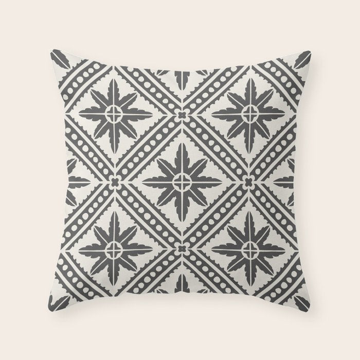 TAZA STAR TILE GREY Throw Pillow Gallery Image 1