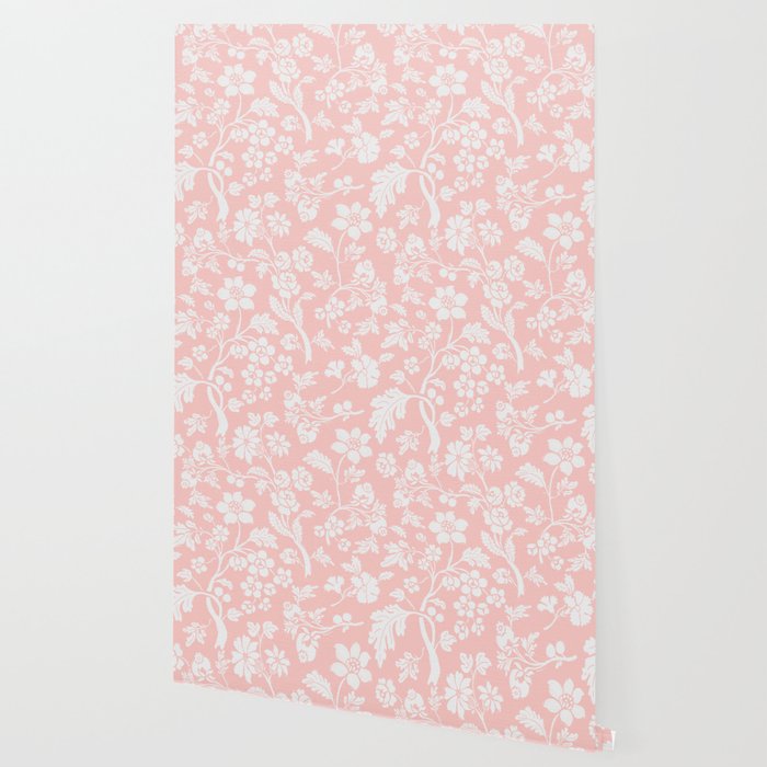 Vintage Style Chintz Florals On Soft Pink Wallpaper Gallery Image 2