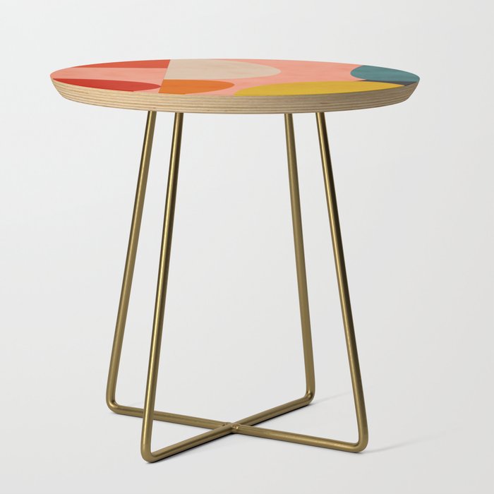 geometry shape mid century organic blush curry teal Side Table Gallery Image 1