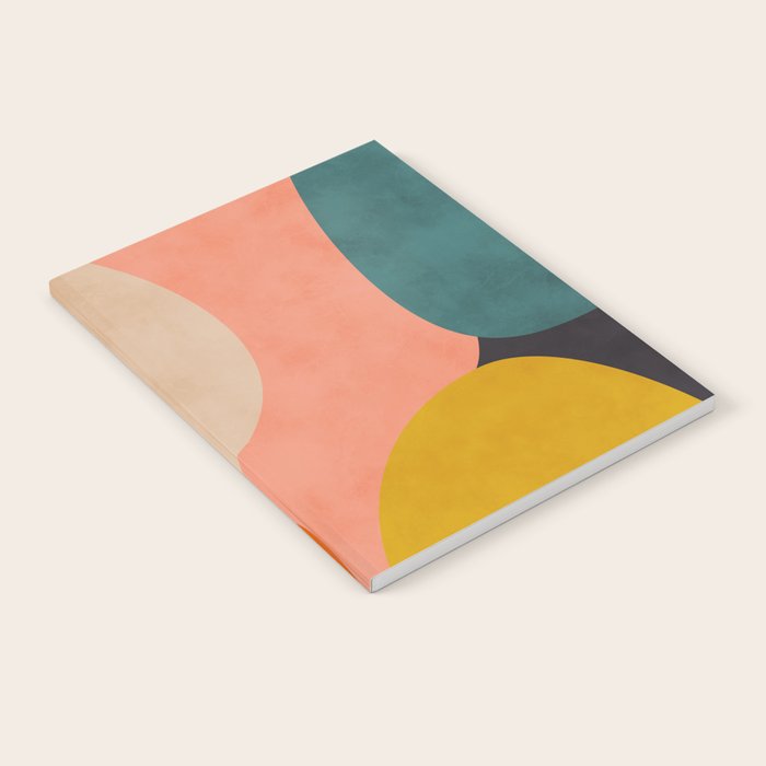 geometry shape mid century organic blush curry teal Notebook Gallery Image 2