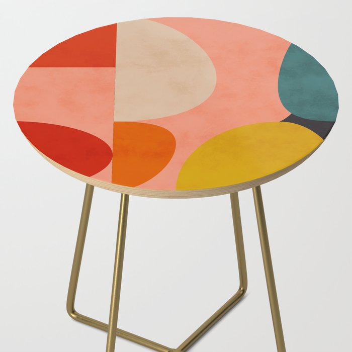 geometry shape mid century organic blush curry teal Side Table Gallery Image 2