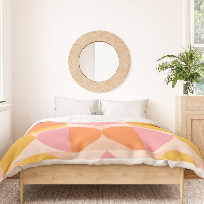 Mid Century Modern Geometric Abstract 833 Orange Pink and Yellow Duvet Cover Gallery Image 3