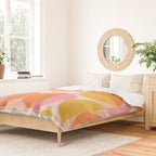 Mid Century Modern Geometric Abstract 833 Orange Pink and Yellow Duvet Cover Gallery Image 2