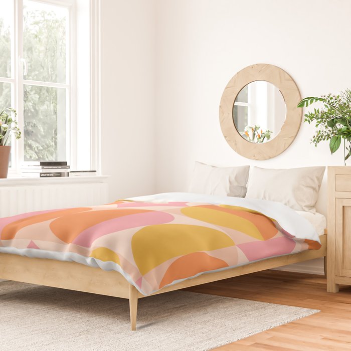 Mid Century Modern Geometric Abstract 833 Orange Pink and Yellow Duvet Cover Gallery Image 2