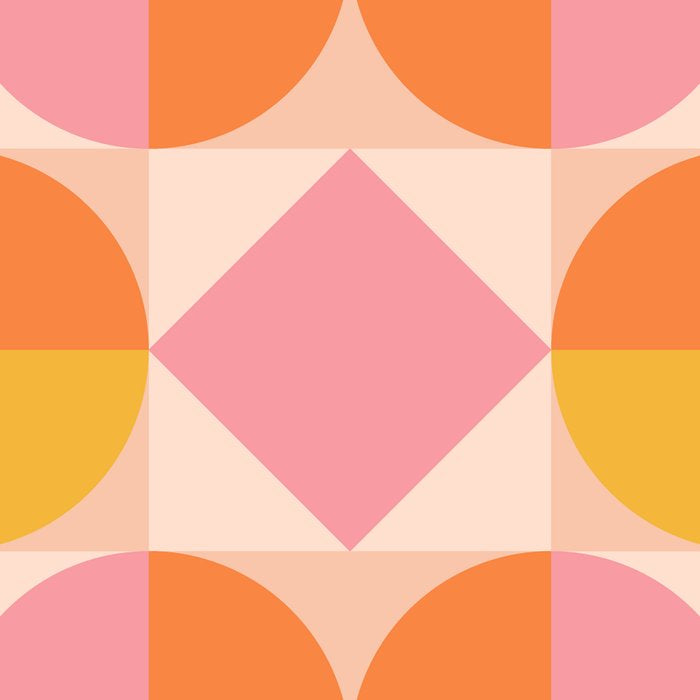 Mid Century Modern Geometric Abstract 833 Orange Pink and Yellow Coffee Mug Gallery Image 2