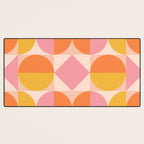 Mid Century Modern Geometric Abstract 833 Orange Pink and Yellow Desk Mat Gallery Image 3
