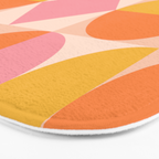 Mid Century Modern Geometric Abstract 833 Orange Pink and Yellow Bath Mat Gallery Image 3
