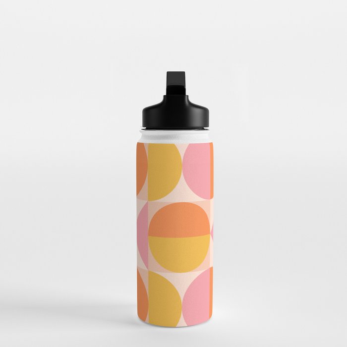 Mid Century Modern Geometric Abstract 833 Orange Pink and Yellow Water Bottle Gallery Image 3