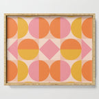 Mid Century Modern Geometric Abstract 833 Orange Pink and Yellow Serving Tray Gallery Image 1