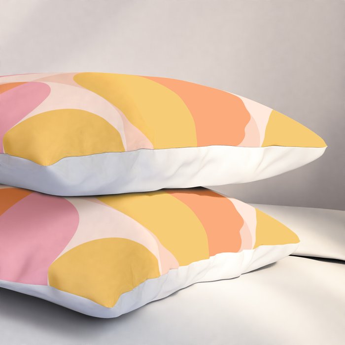 Mid Century Modern Geometric Abstract 833 Orange Pink and Yellow Pillow Sham Gallery Image 3