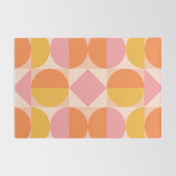 Mid Century Modern Geometric Abstract 833 Orange Pink and Yellow Rug Gallery Image 2