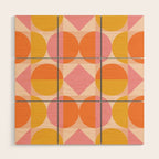Mid Century Modern Geometric Abstract 833 Orange Pink and Yellow Wood Wall Art Gallery Image 1
