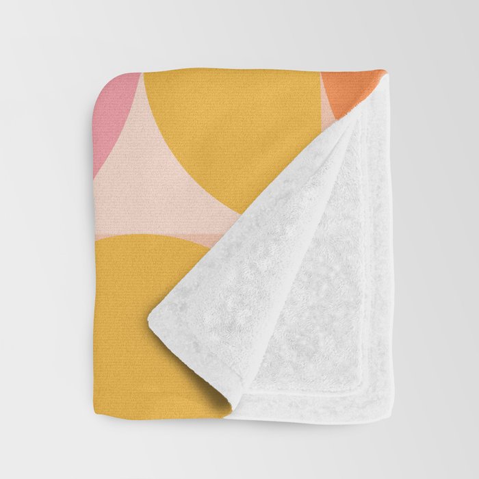 Mid Century Modern Geometric Abstract 833 Orange Pink and Yellow Throw Blanket Gallery Image 3