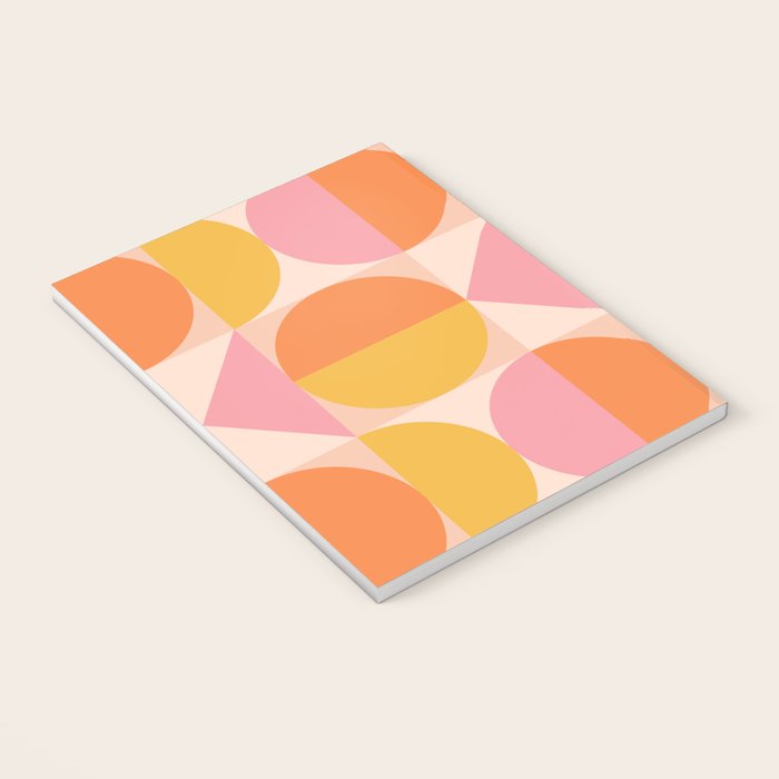 Mid Century Modern Geometric Abstract 833 Orange Pink and Yellow Notebook Gallery Image 3