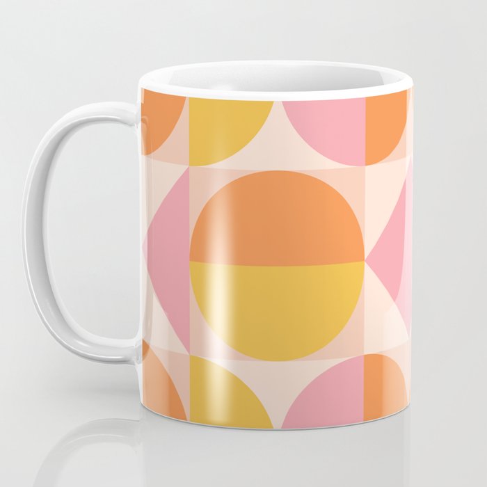 Mid Century Modern Geometric Abstract 833 Orange Pink and Yellow Coffee Mug Gallery Image 3