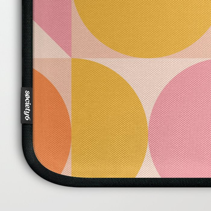 Mid Century Modern Geometric Abstract 833 Orange Pink and Yellow Laptop Sleeve Gallery Image 3