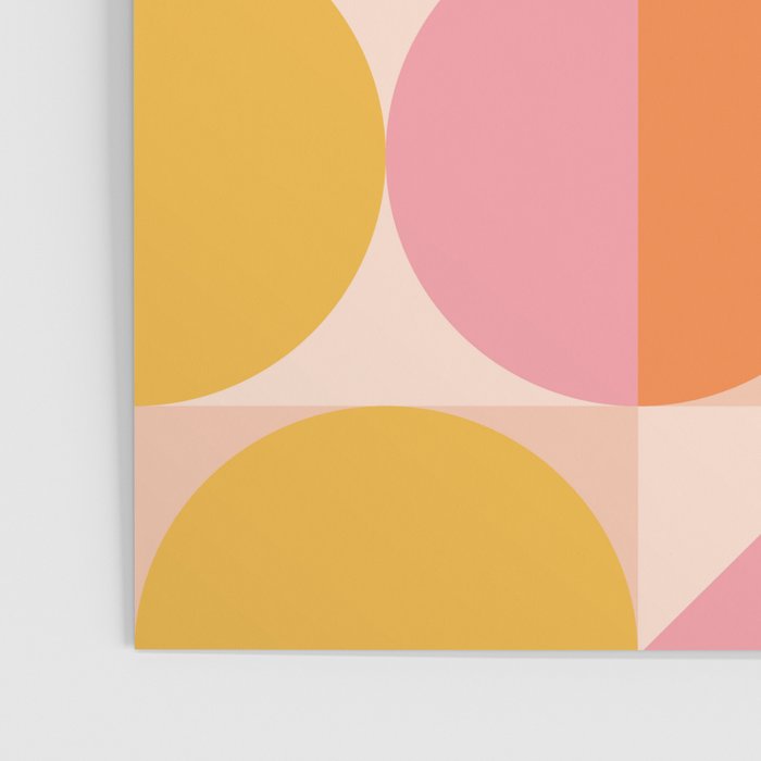 Mid Century Modern Geometric Abstract 833 Orange Pink and Yellow Poster Gallery Image 3