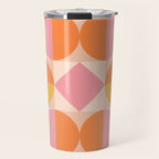 Mid Century Modern Geometric Abstract 833 Orange Pink and Yellow Travel Mug Gallery Image 1